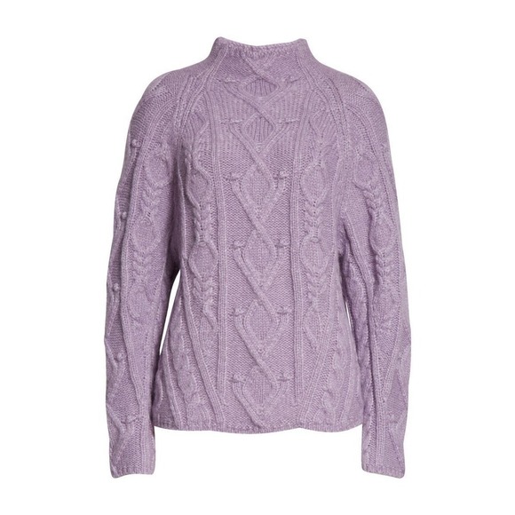 VINCE Aran-Knit Mock-Neck Alpaca Wool Sweater Size S NWOT - Picture 4 of 12